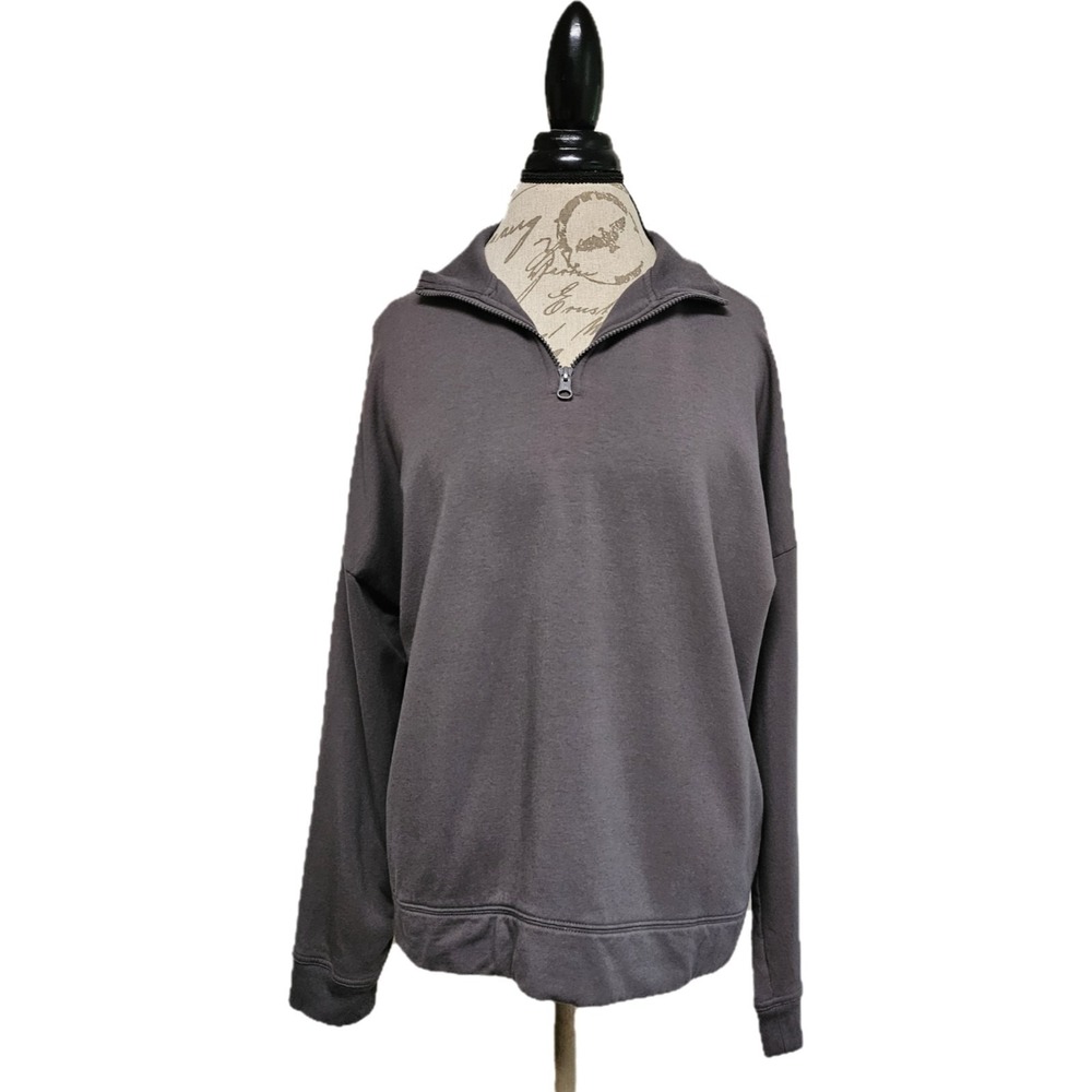 Barefoot Dreams Women's Malibu Collection Gray Quarter Zip Pullover Size XL